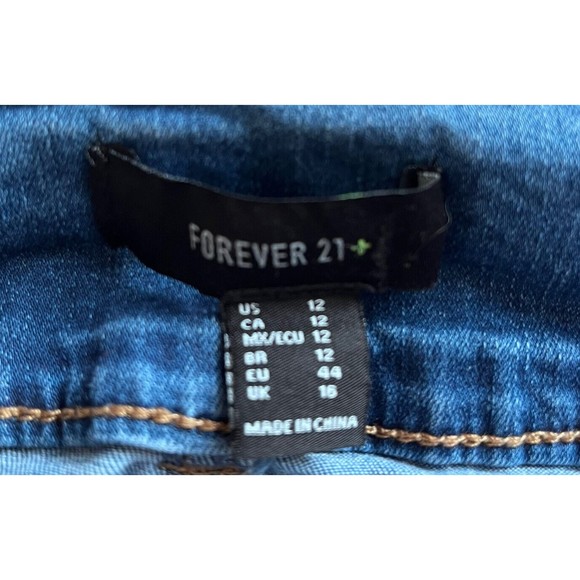 FOREVER 21 DISTRESSED ANKLE SKINNY JEANS RAW HEM ANKLE-SIZE 12 - Picture 4 of 9